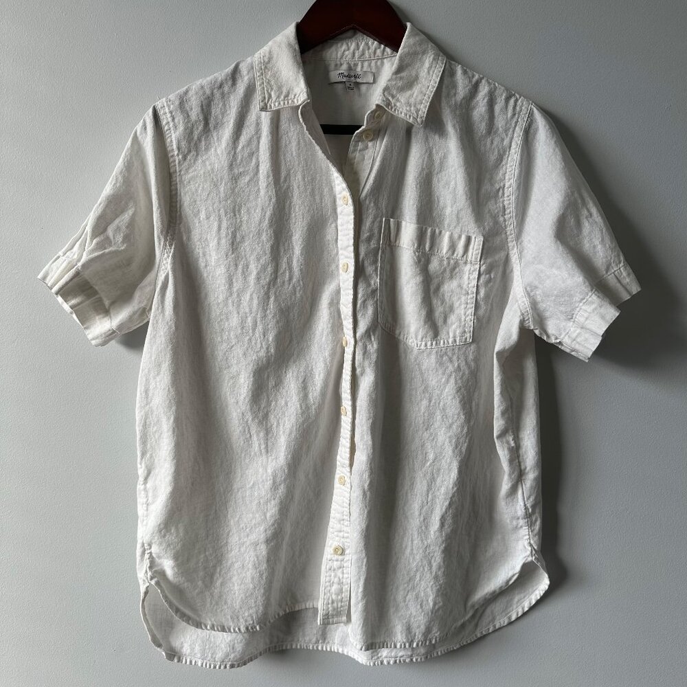 Madewell/JCrew Short Sleeved Shirt - white - medium